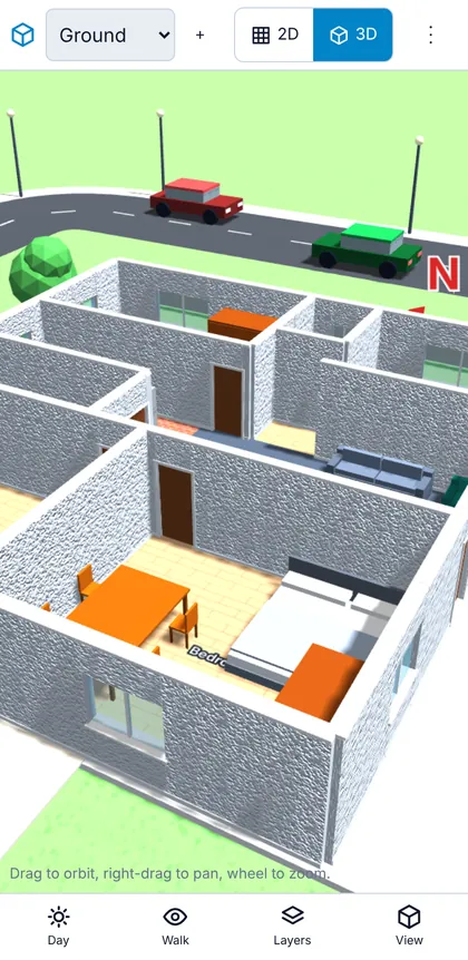 The 3D view on a phone
