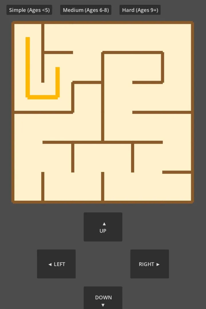 2D maze game, simple level, on a phone
