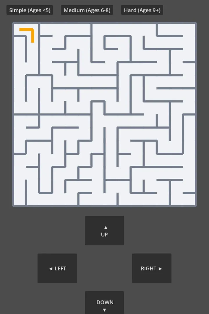 2D maze game, hard level, on a phone